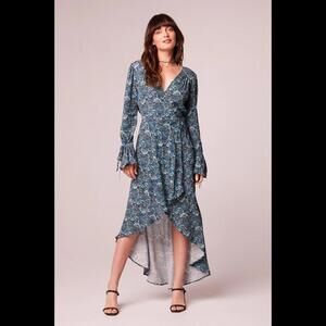 Band of the Free Jewel Teal Floral Wrap Maxi Dress Large - Stunning New Style